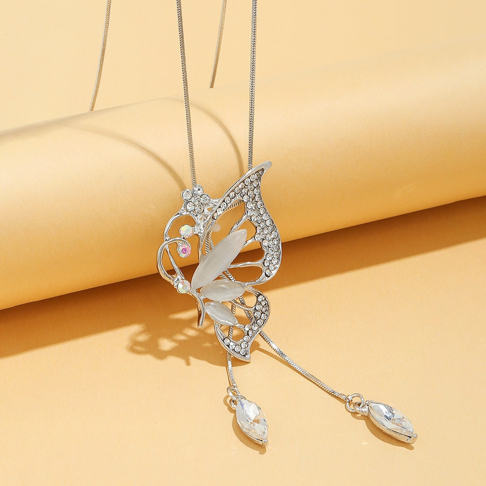 Cadena De Suéter Versátil Collar Largo De Decoración De Tulipán De Ópalo De Temperamento