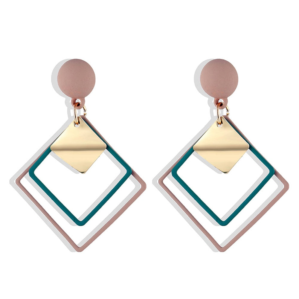 Pendientes De Gota Geométricos Llamativos De Moda