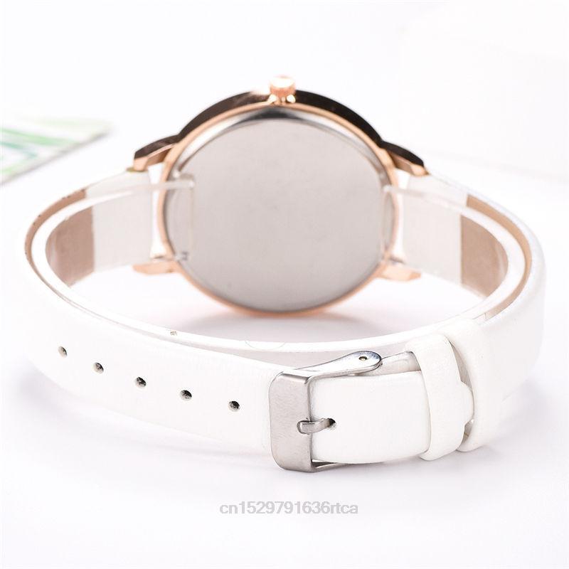 Reloj de cuero de cuarzo para mujer, diseño de esfera de mariposa Simple 6