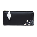 Leaves-cartera larga de piel sintética con cierre para mujer, billetera de piel sintética suave con cremallera, tarjetero