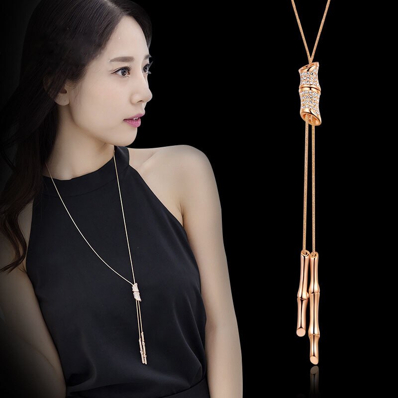 Collares Colgantes De Bambú Con Diamantes De Imitación