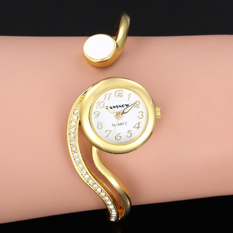 Reloj de pulsera de oro rosa para mujer con diamantes de imitación, joyería 3