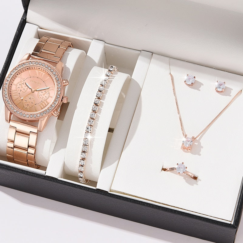 Juego de 6 piezas de reloj de lujo para mujer