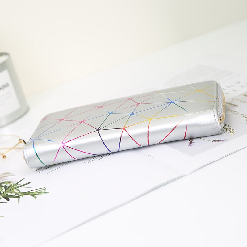 Cartera Monedero largo de diseño creativo para mujer, monedero láser de lujo, monedero 2