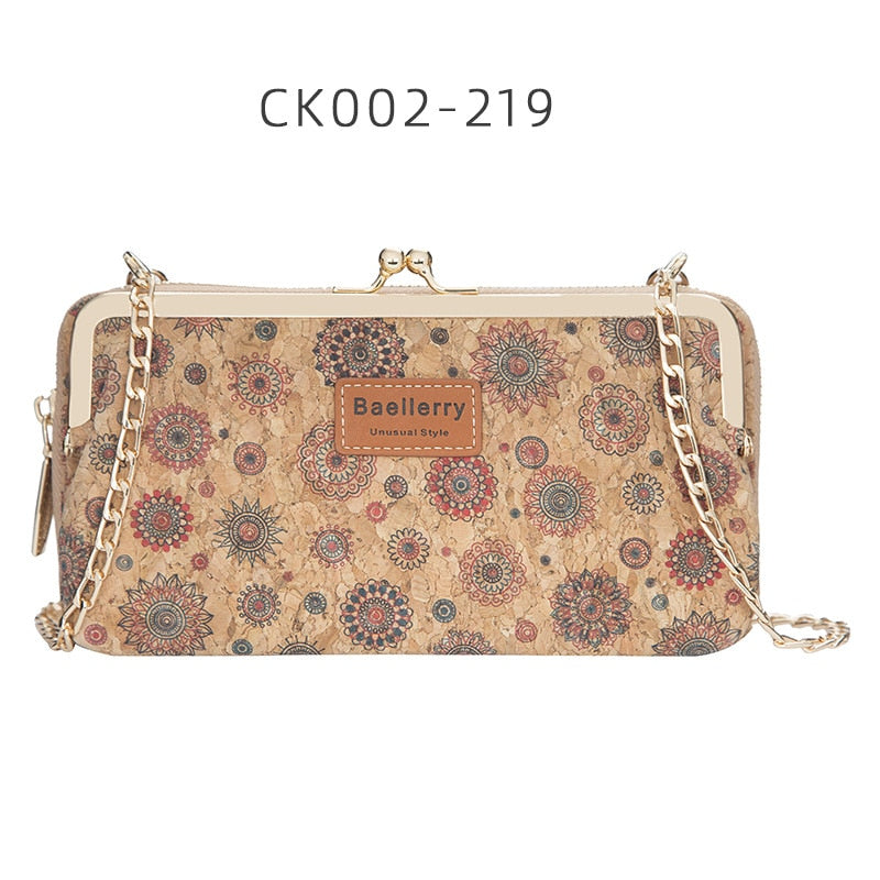 cartera femenina clásica con cremallera, soporte para teléfono de alta calidad