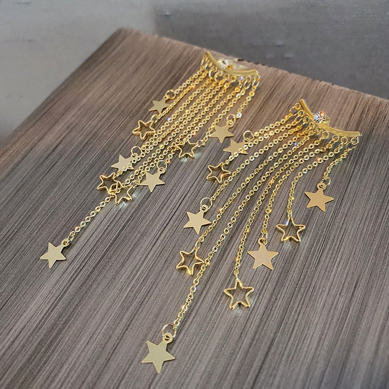 Aretes Colgantes Con Borla De Estrella De Cinco Puntas 4