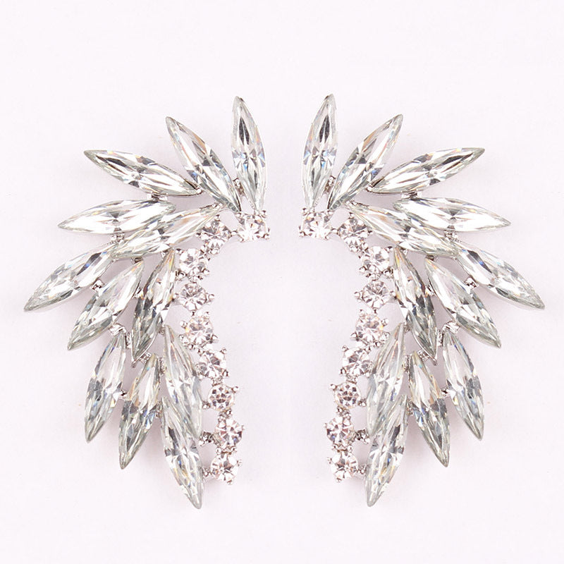 Pendientes De Gota En Forma De Ala De Cristal Rosa