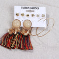 Pendientes De Aro De Color Dorado Conjunto De Cadena, Pendientes Largos De Borla 2