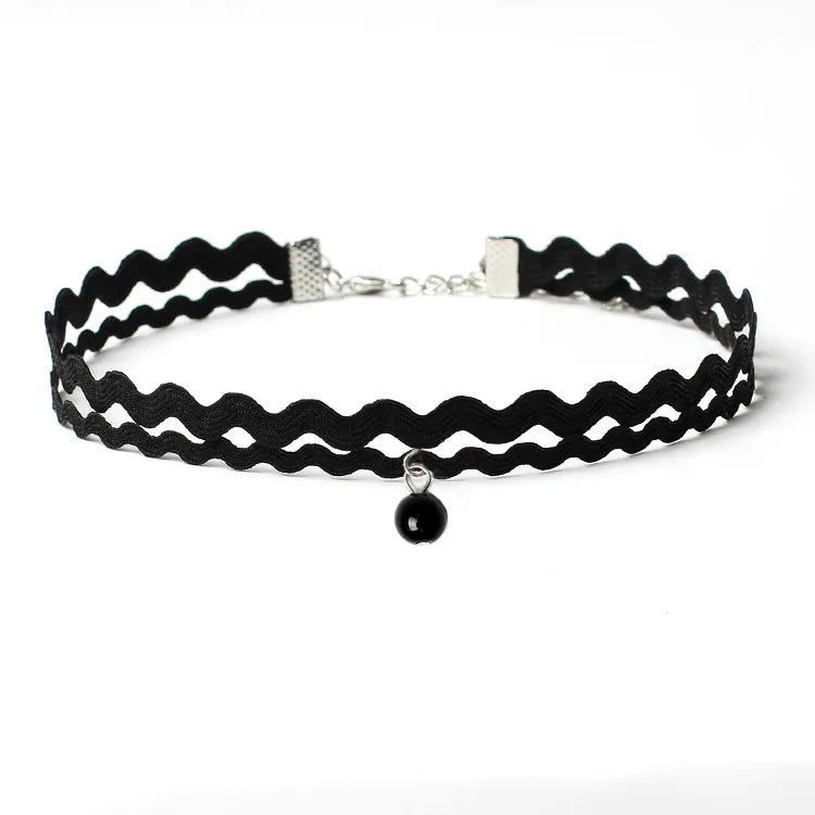 Gargantilla De Terciopelo Negro Gótico Collares De Cuerda De Estilo Gótico