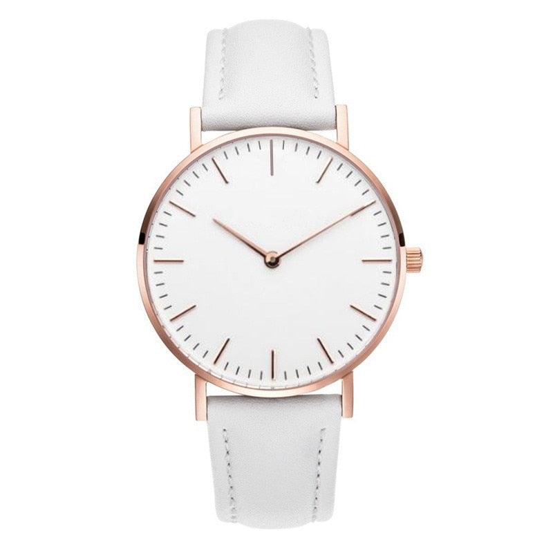 Reloj de cuero de lujo para mujer, pulsera de cuarzo Simple