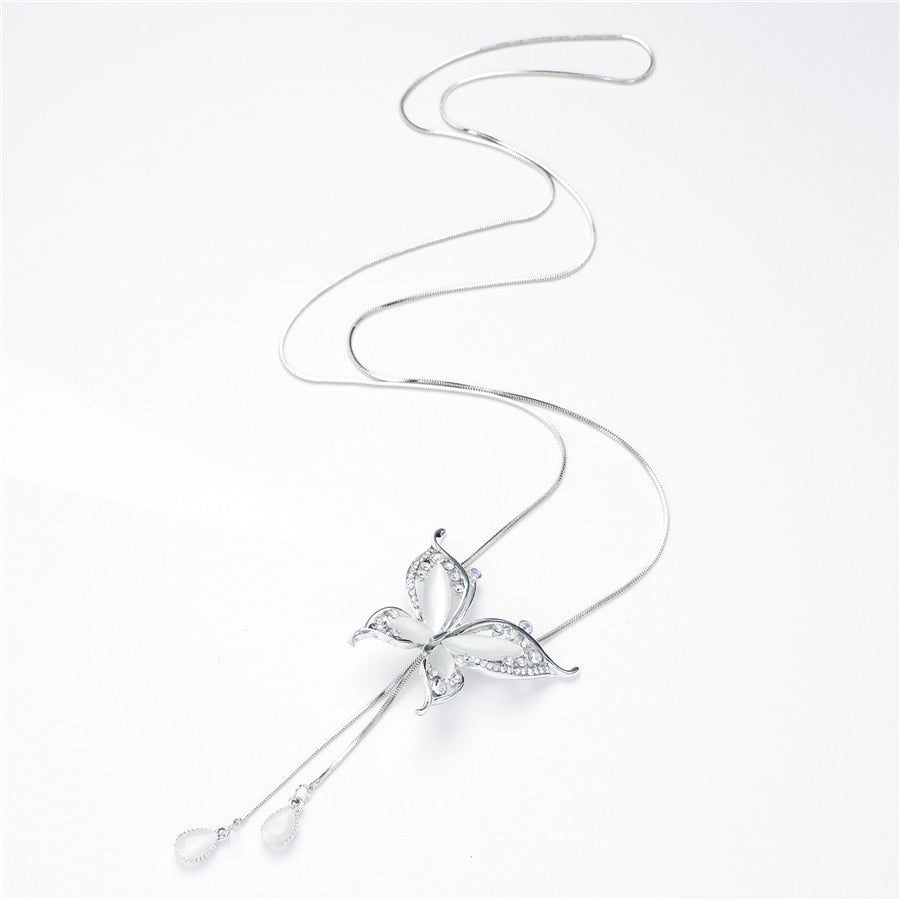 Gargantilla De Piedra De Ópalo Collar De Mariposa Grande 3