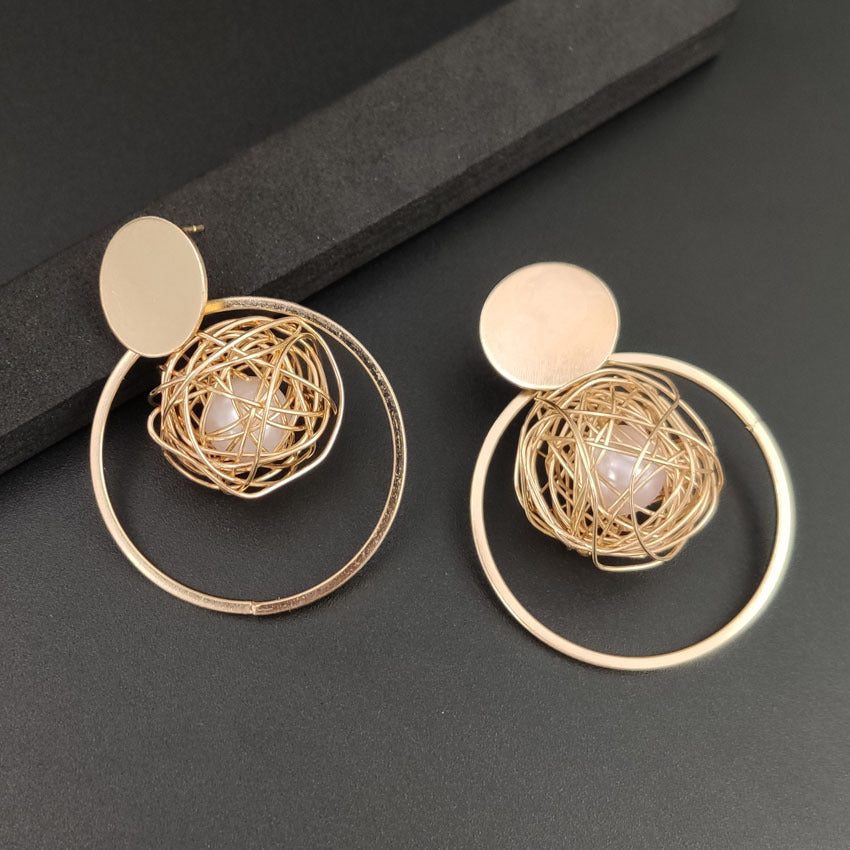 Pendientes Redondos De Estilo Coreano Aretes Colgantes Con Conchas Geométricas
