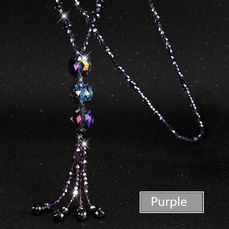 Collar De Hilo De Cuentas De Cristal Brillante