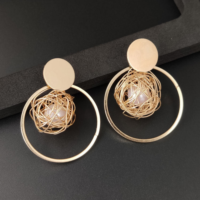Pendientes Redondos De Estilo Coreano Aretes Colgantes Con Conchas Geométricas