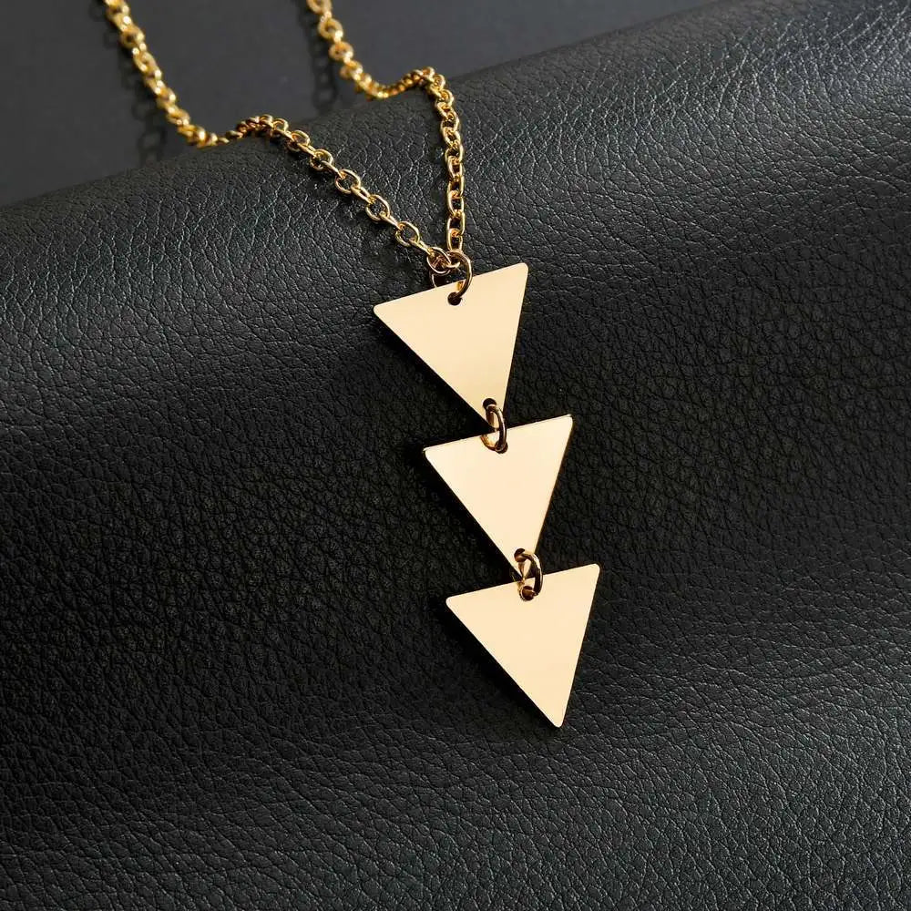 Dorado Collar Colgante Triangular 5