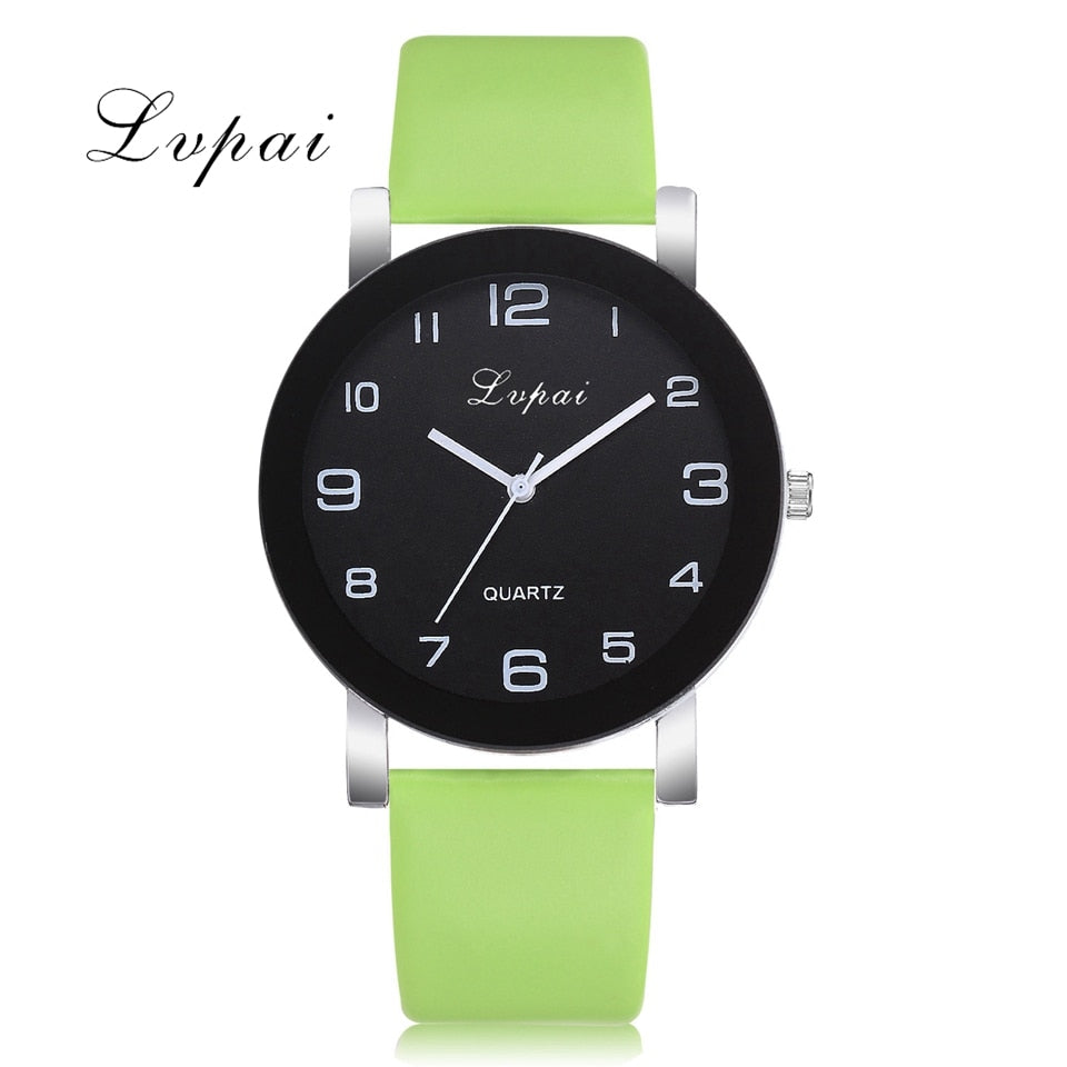 Lvpai-Reloj de pulsera de cuero para Mujer