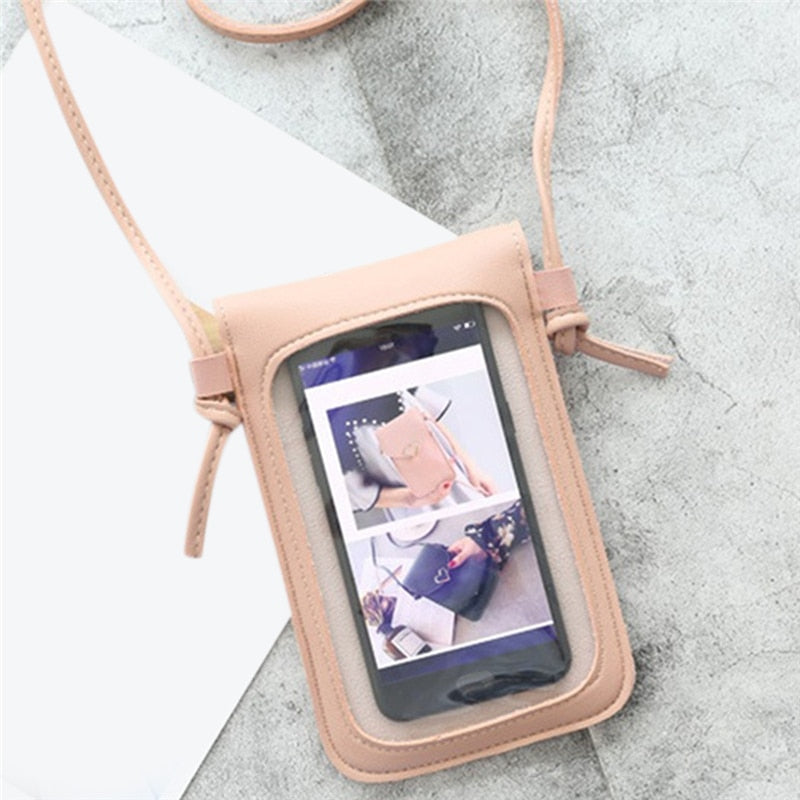 Bolso de teléfono móvil Simple Retro con pantalla táctil transparente para mujer 2