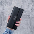 Cartera de cuero con broche para mujer