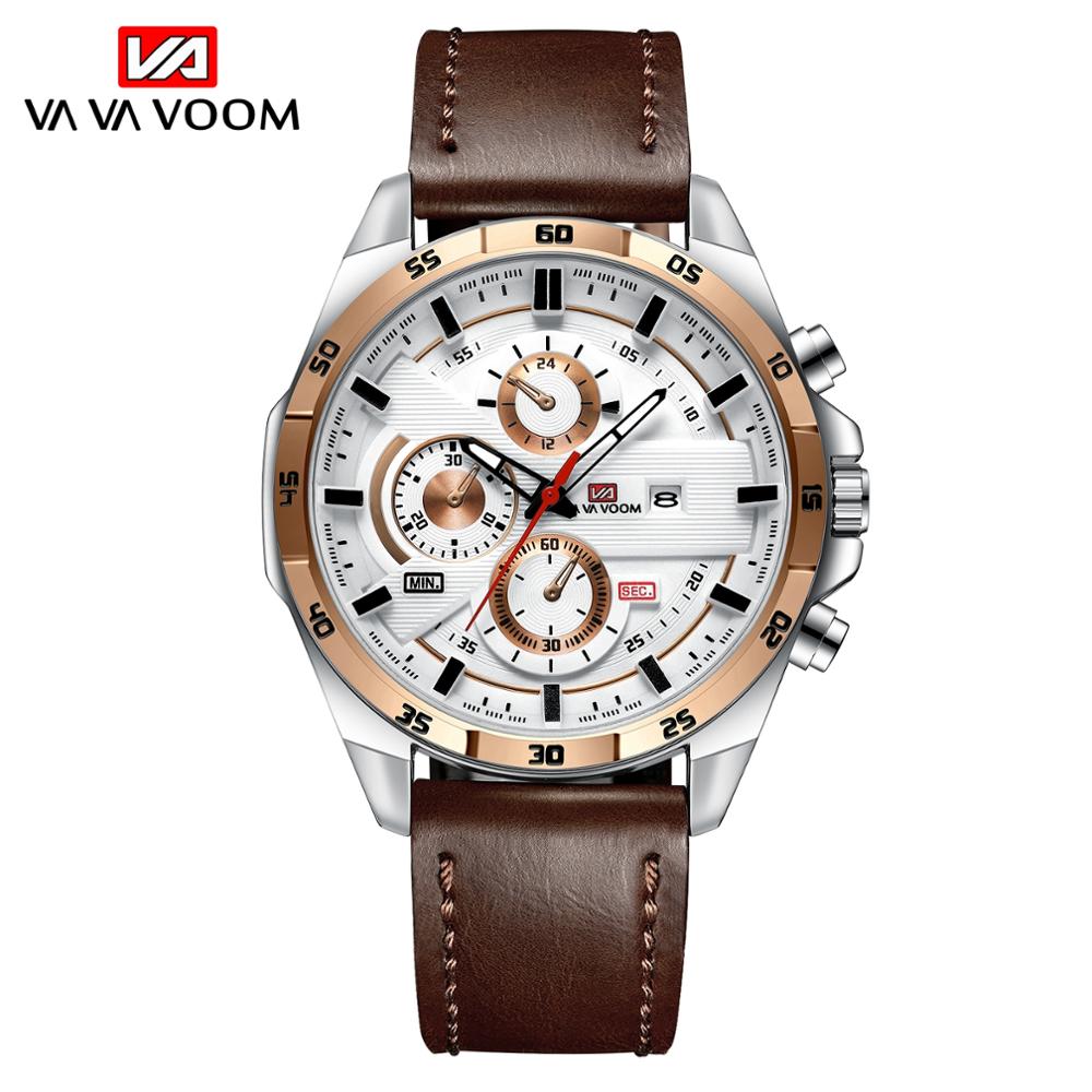 Reloj deportivo de lujo para Hombre, cronógrafo de pulsera de cuero, estilo militar, informal