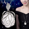 Sinleery moderno hermoso ópalo blanco hueco strass collares colgantes con flores para mujer cadena larga Color oro blanco MY423 SSI 1