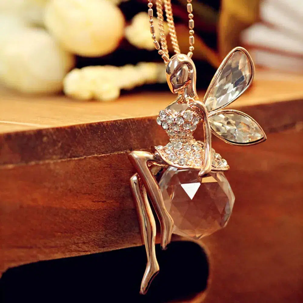 Elegante Collar Con Colgante De Ala De Ángel De Cristal 6