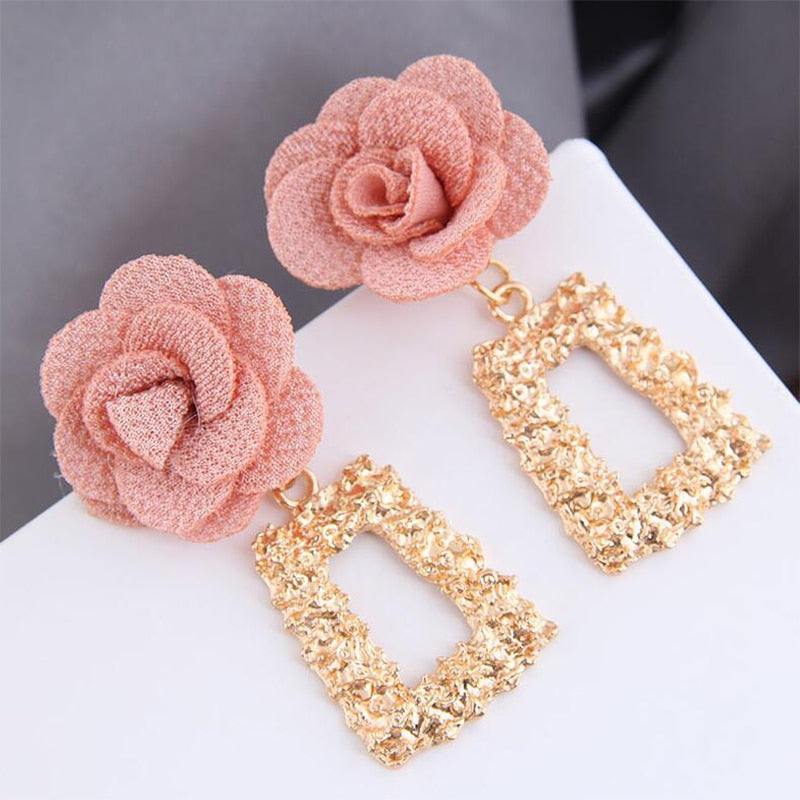 Pendientes Colgantes De Flores Aretes Largos Geométricos