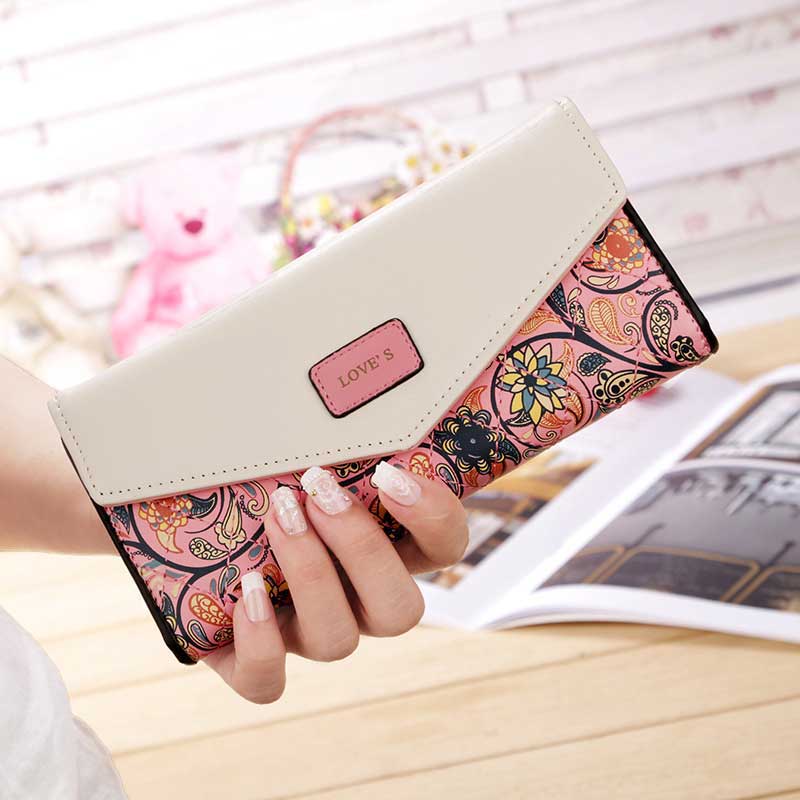 Cartera larga para mujer, monedero de moda 1