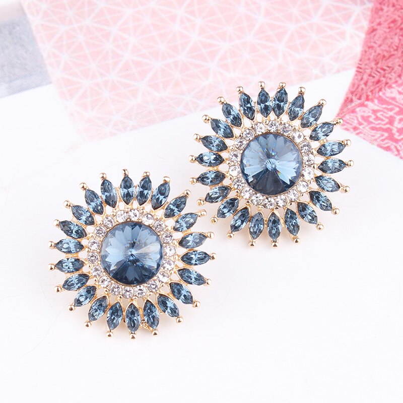 Pendientes Redondos De Metal Con Forma De Flor 24