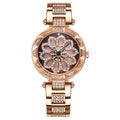 Reloj giratorio de cuarzo con flores para mujer