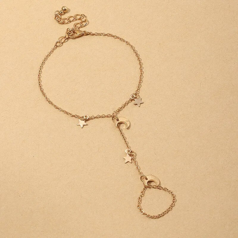 Pulsera Con Colgante De Luna Y Estrellabrazalete De Dedo 3