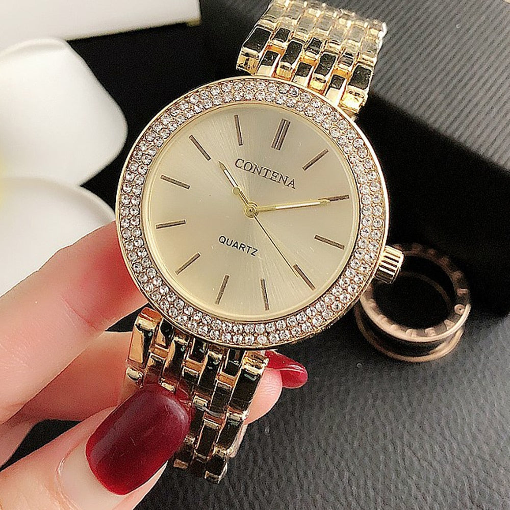 Reloj de lujo con diamantes de cristal para mujer