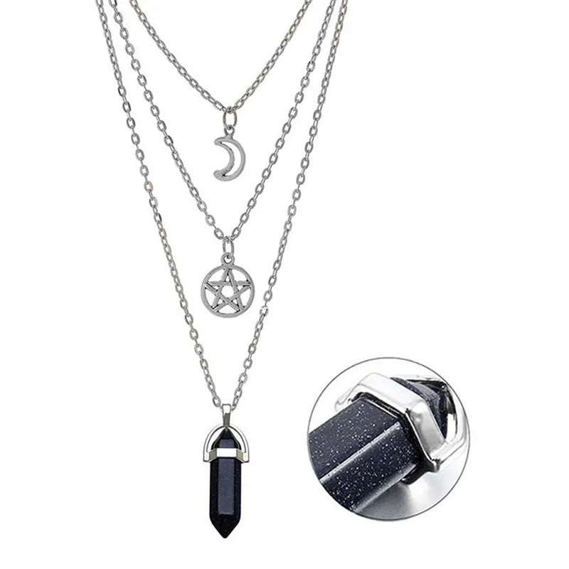Collar Con Colgante De Piedras De Chakra De Estrella De Pentagrama