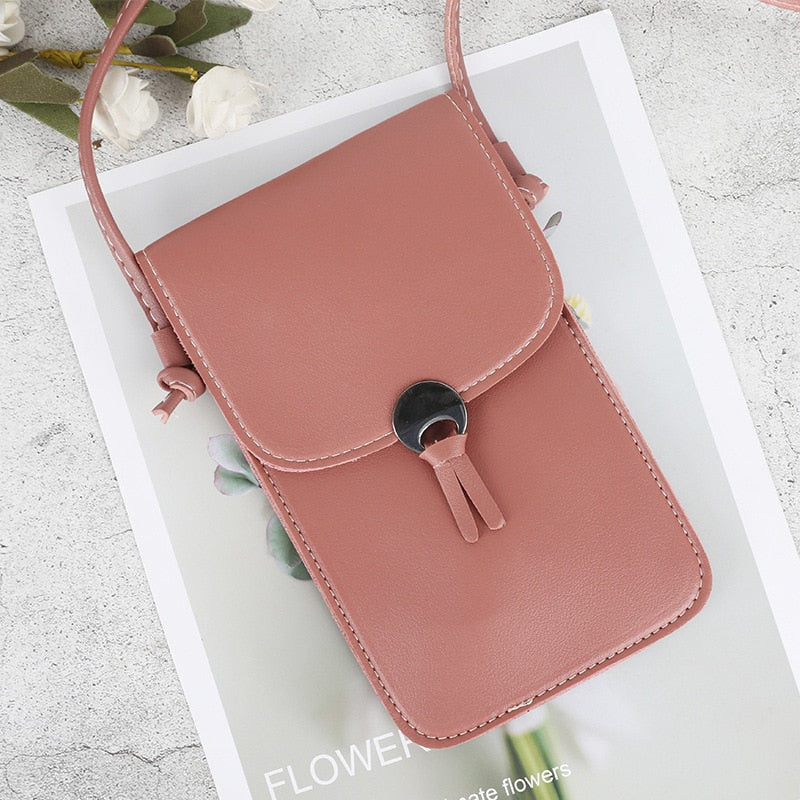 Bolso de teléfono móvil Simple Retro con pantalla táctil transparente para mujer