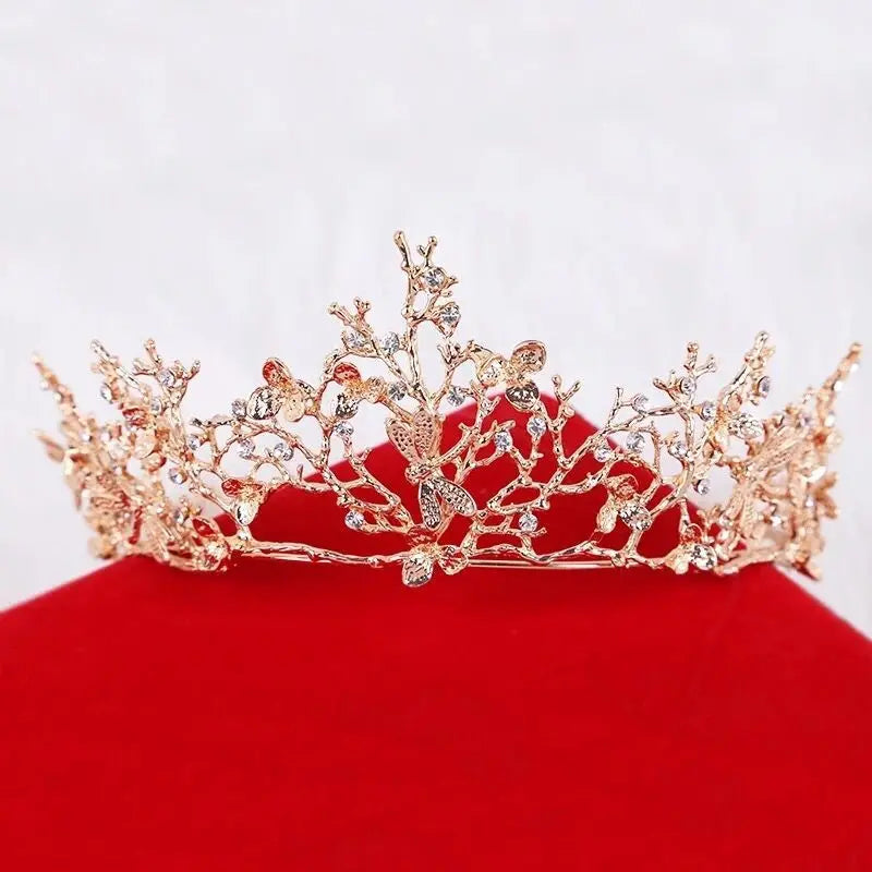 Coronas de cristal Tiara de diamantes de imitación oro