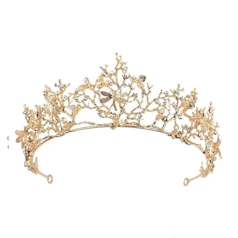 Coronas de cristal Tiara de diamantes de imitación oro