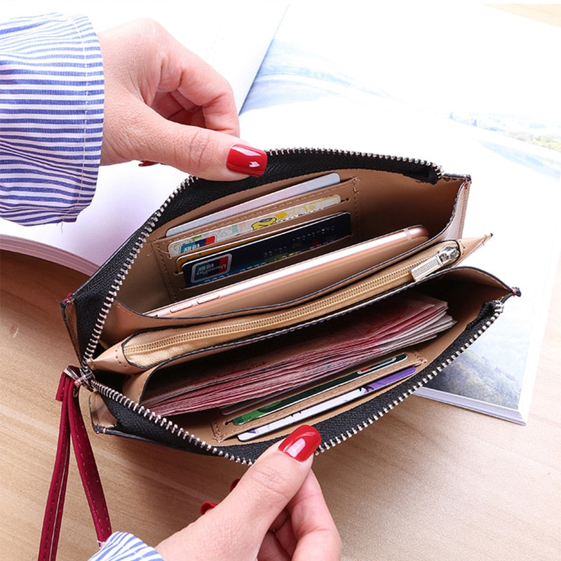 Cartera de mano de cuero con cera de aceite para mujer 2