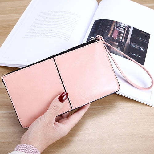 Cartera de mano de cuero con cera de aceite para mujer 5