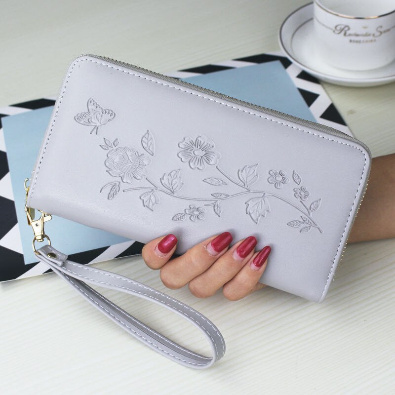 Carteras largas de cuero Pu de lujo para mujer