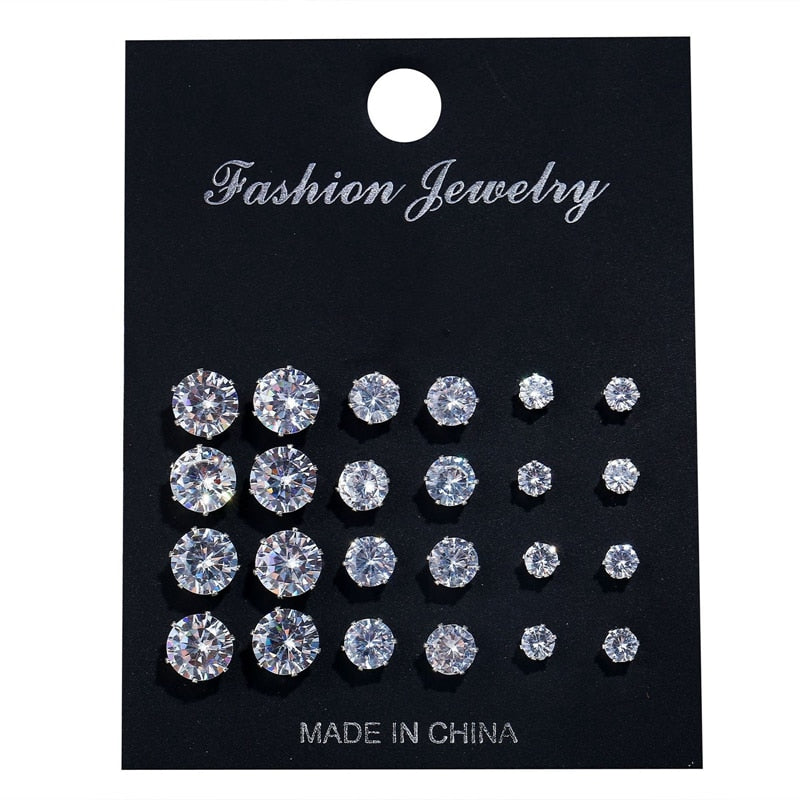 Juego De Pendientes De Boda Brillantes Joyería De Cristal