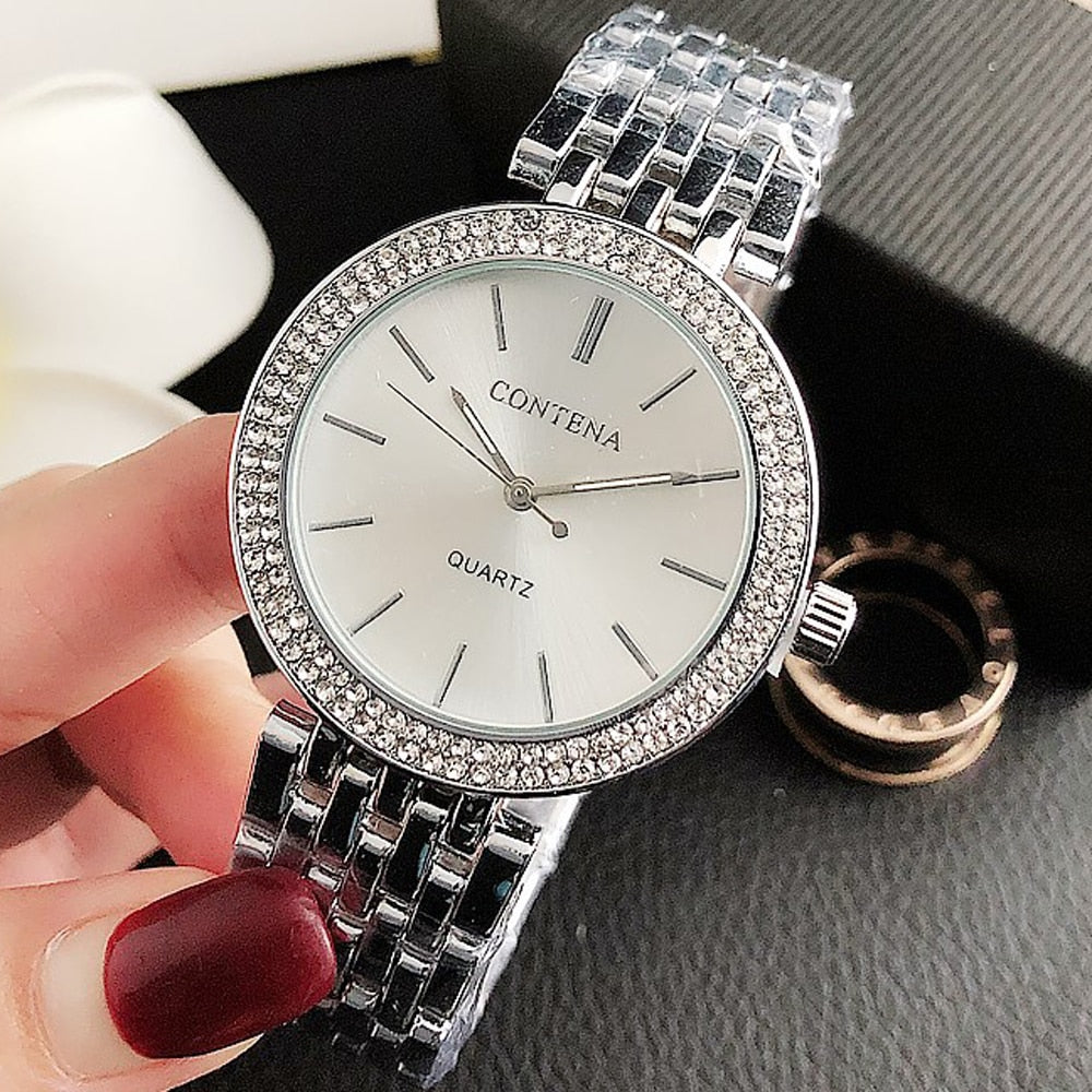 Reloj de lujo con diamantes de cristal para mujer