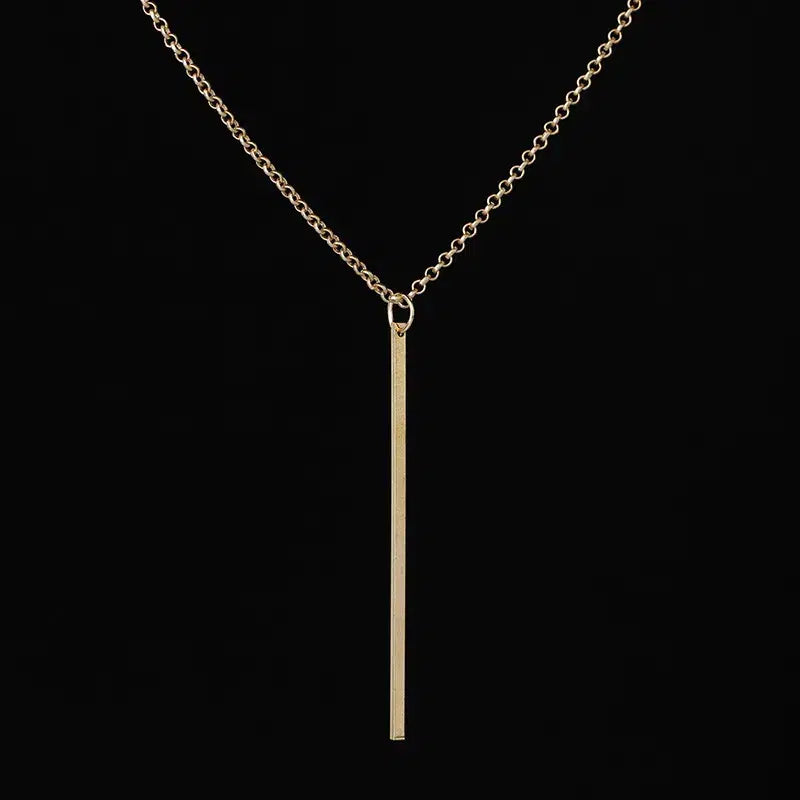 Collar Con Colgante De Palo Clásico Cadena De Eslabones Largos De Chica Hueca