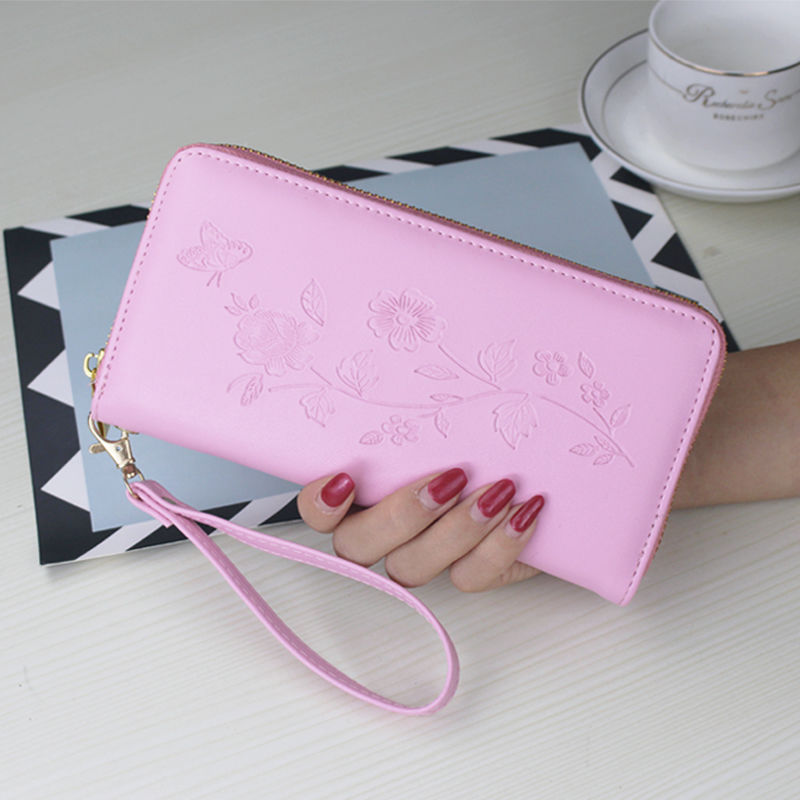 Carteras largas de cuero Pu de lujo para mujer