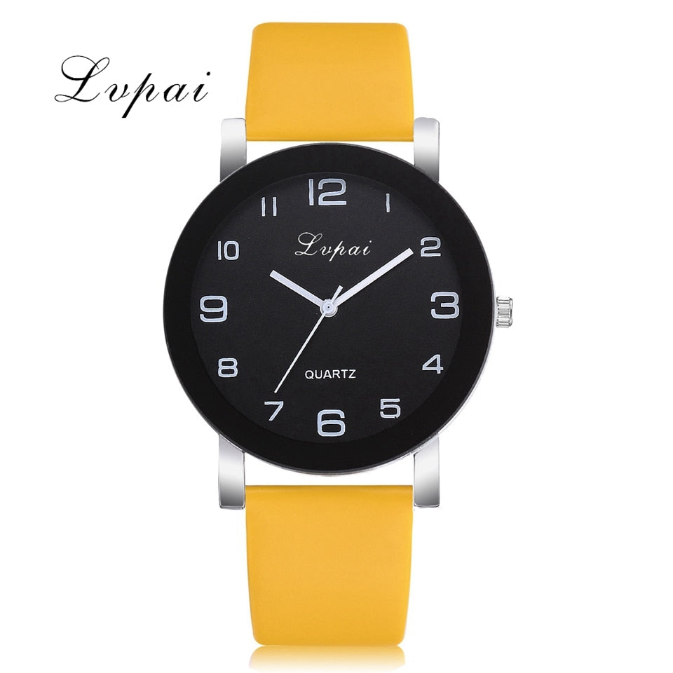 Lvpai-Reloj de pulsera de cuero para Mujer