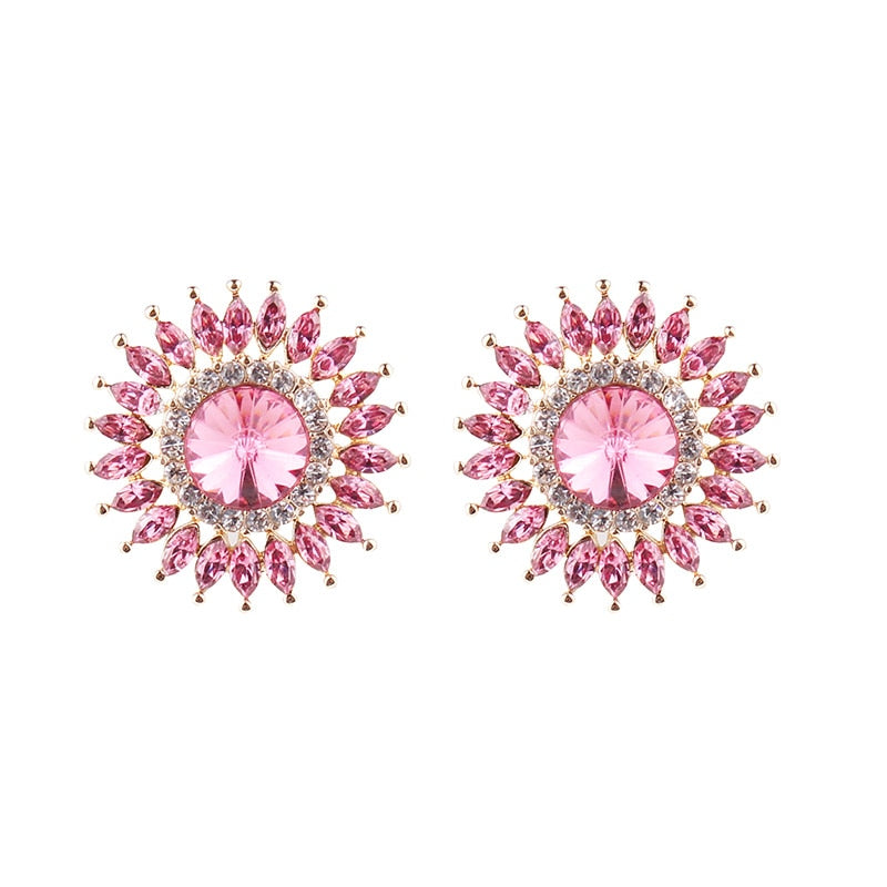 Pendientes Redondos De Metal Con Forma De Flor 5