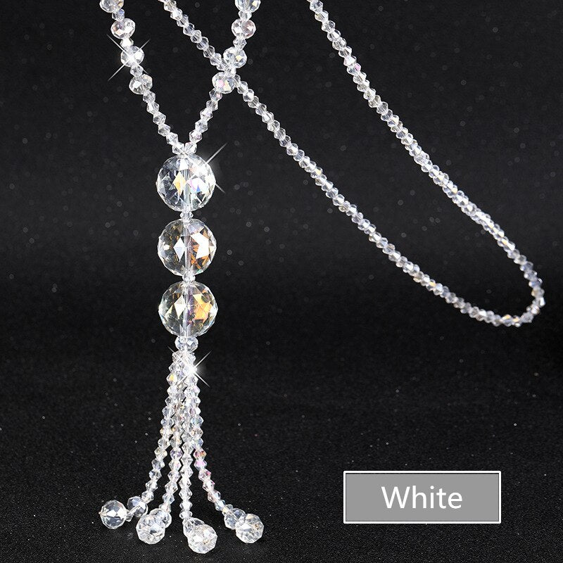 Collar De Hilo De Cuentas De Cristal Brillante