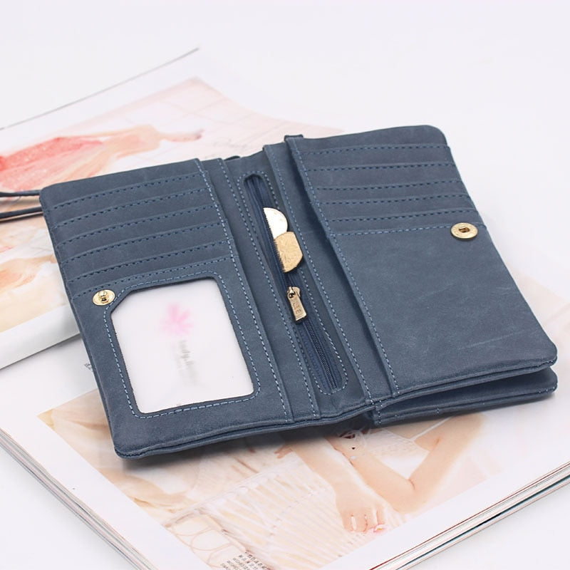 Cartera larga esmerilada Vintage para mujer 3