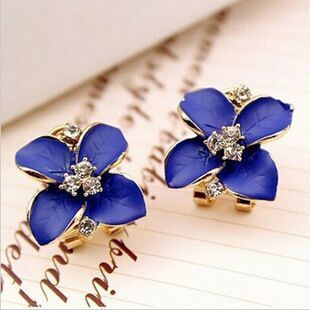 Pendientes Elegantes De Cristal De Flor Azul Para Mujer, Pendientes De Camelia