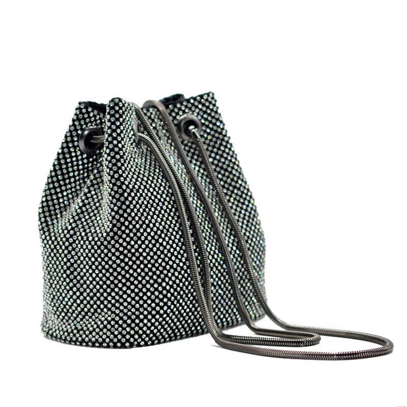 Cartera de mano plateado con diamantes de imitación de cristal