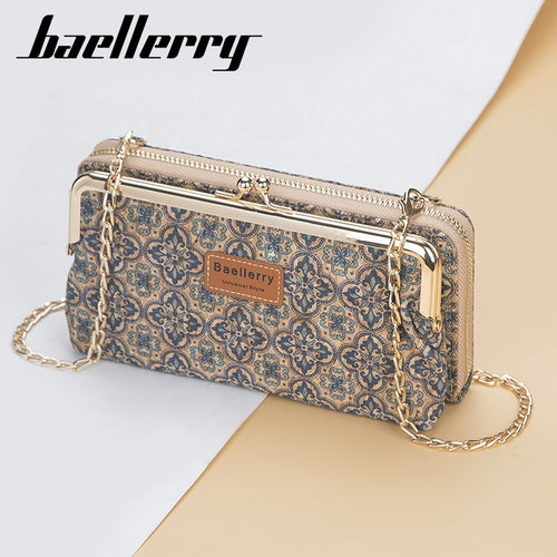 cartera femenina clásica con cremallera, soporte para teléfono de alta calidad 1