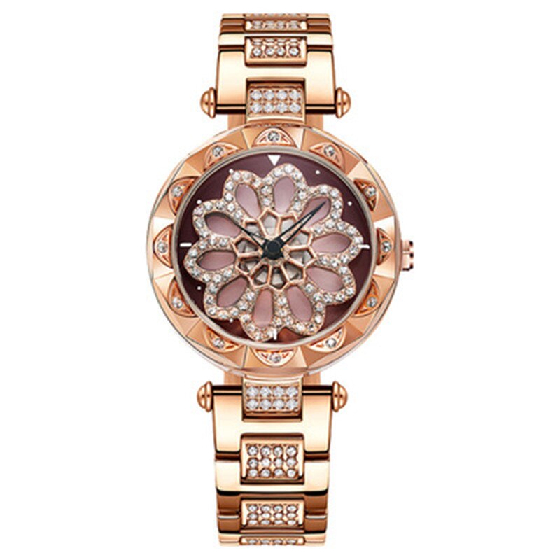 Reloj giratorio de cuarzo con flores para mujer 2